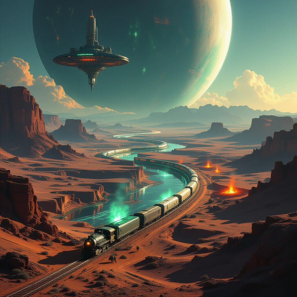 Alien Exoplanet Mining Tracks with Orbital Station