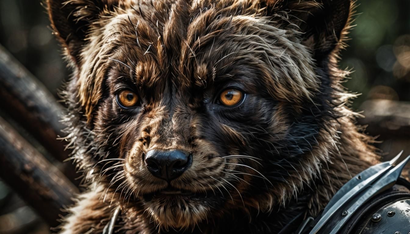 Hyperrealistic Wolverine Cub Portrait in High Resolution