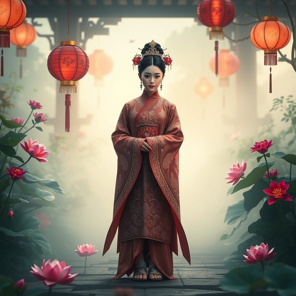 Serene Lotus Maiden in Imperial Attire