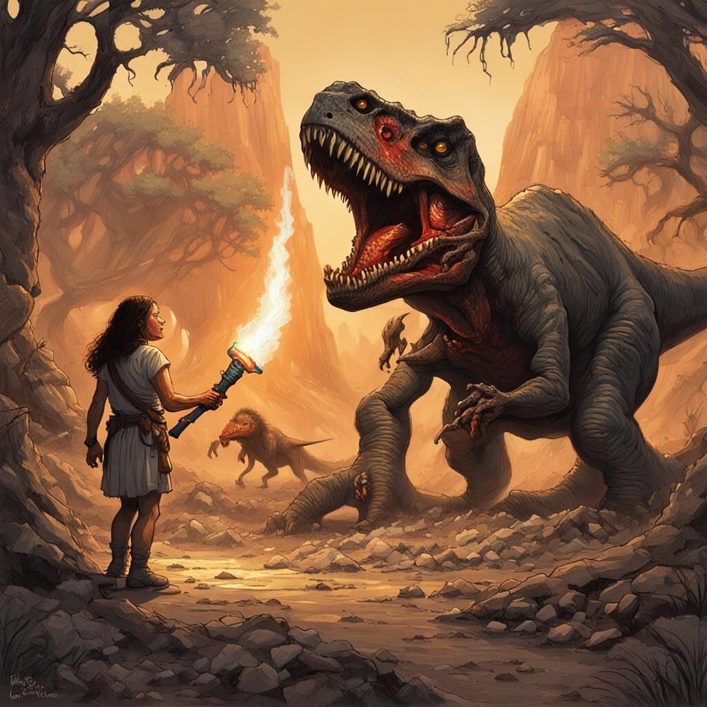 Cavewoman and Dinosaur, Sinister Art
