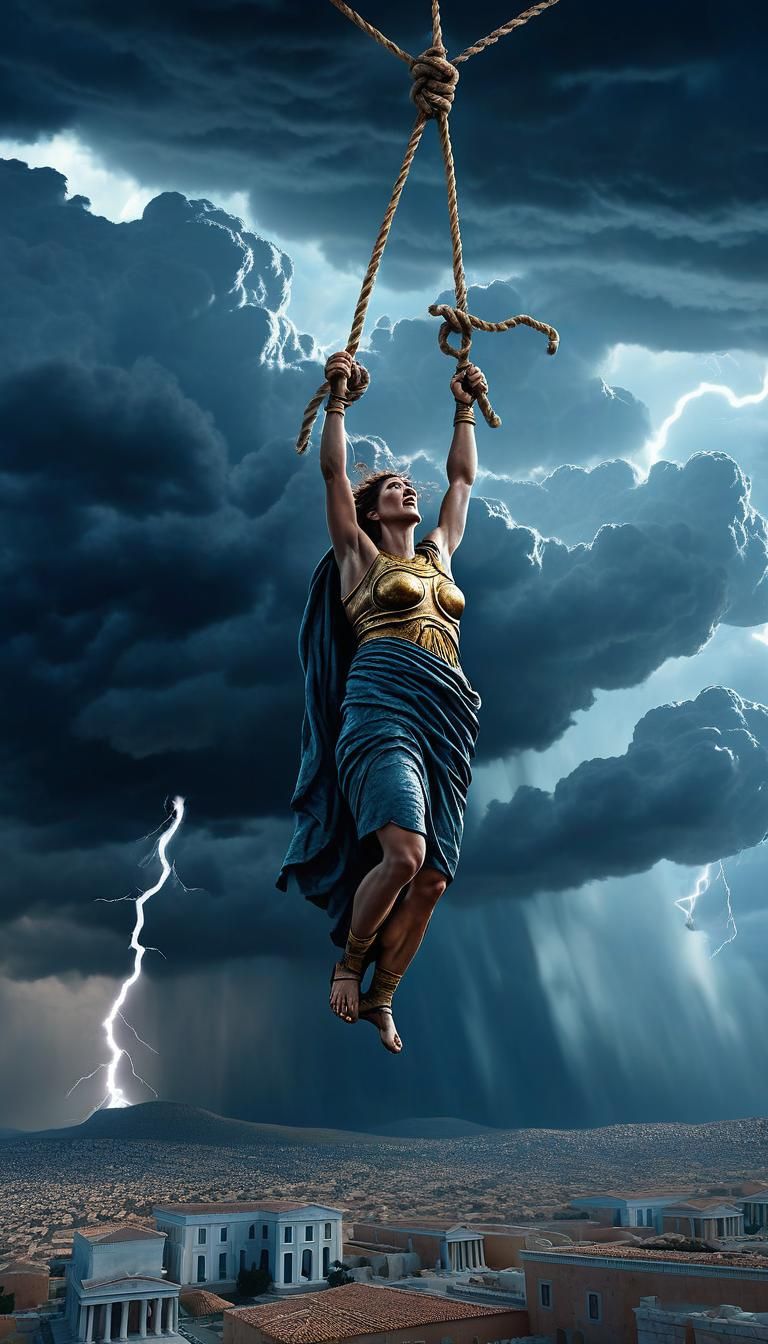 Epic Cinematic Scene: Woman Punished in Storm