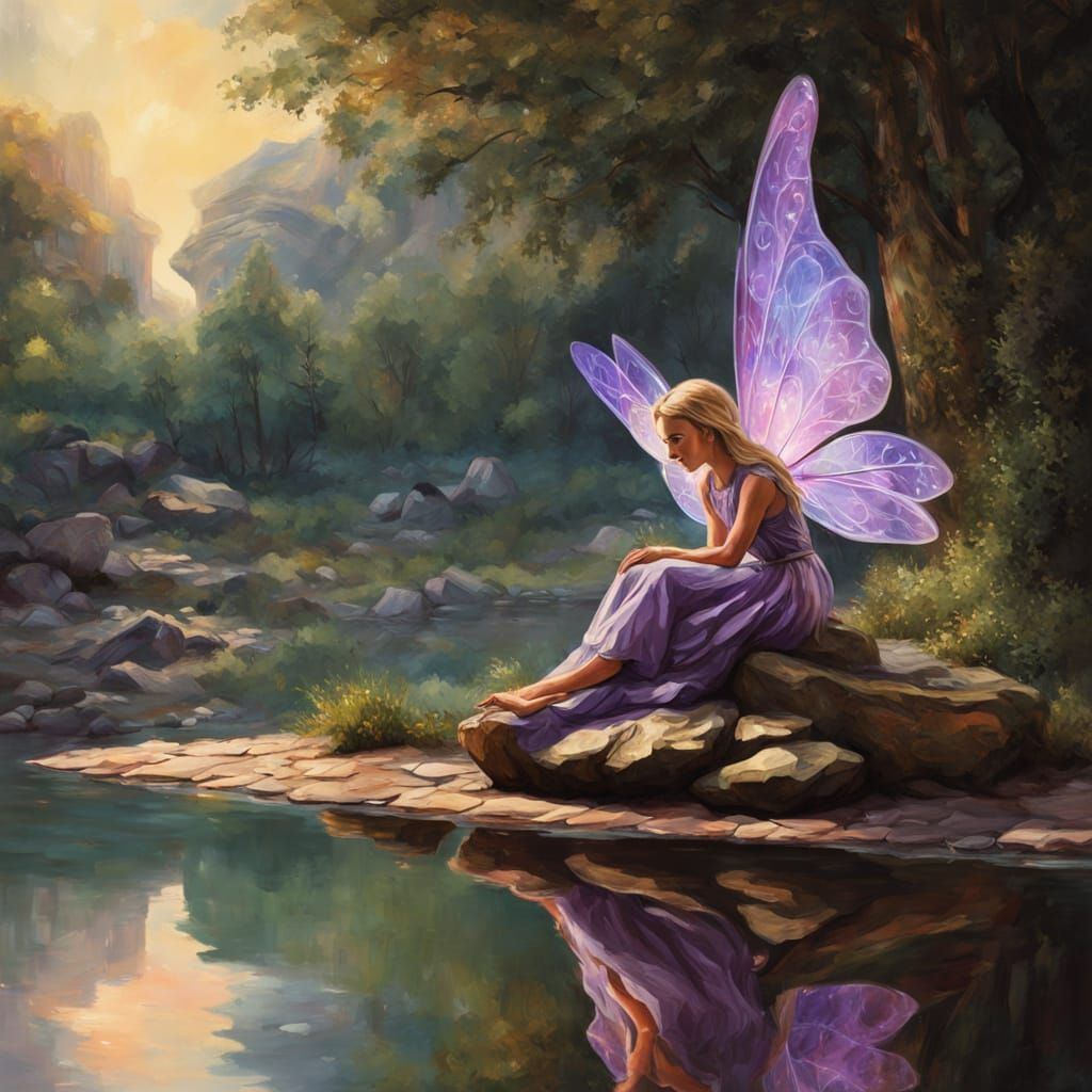 Whimsical Fairy Illustration with Iridescent Wings