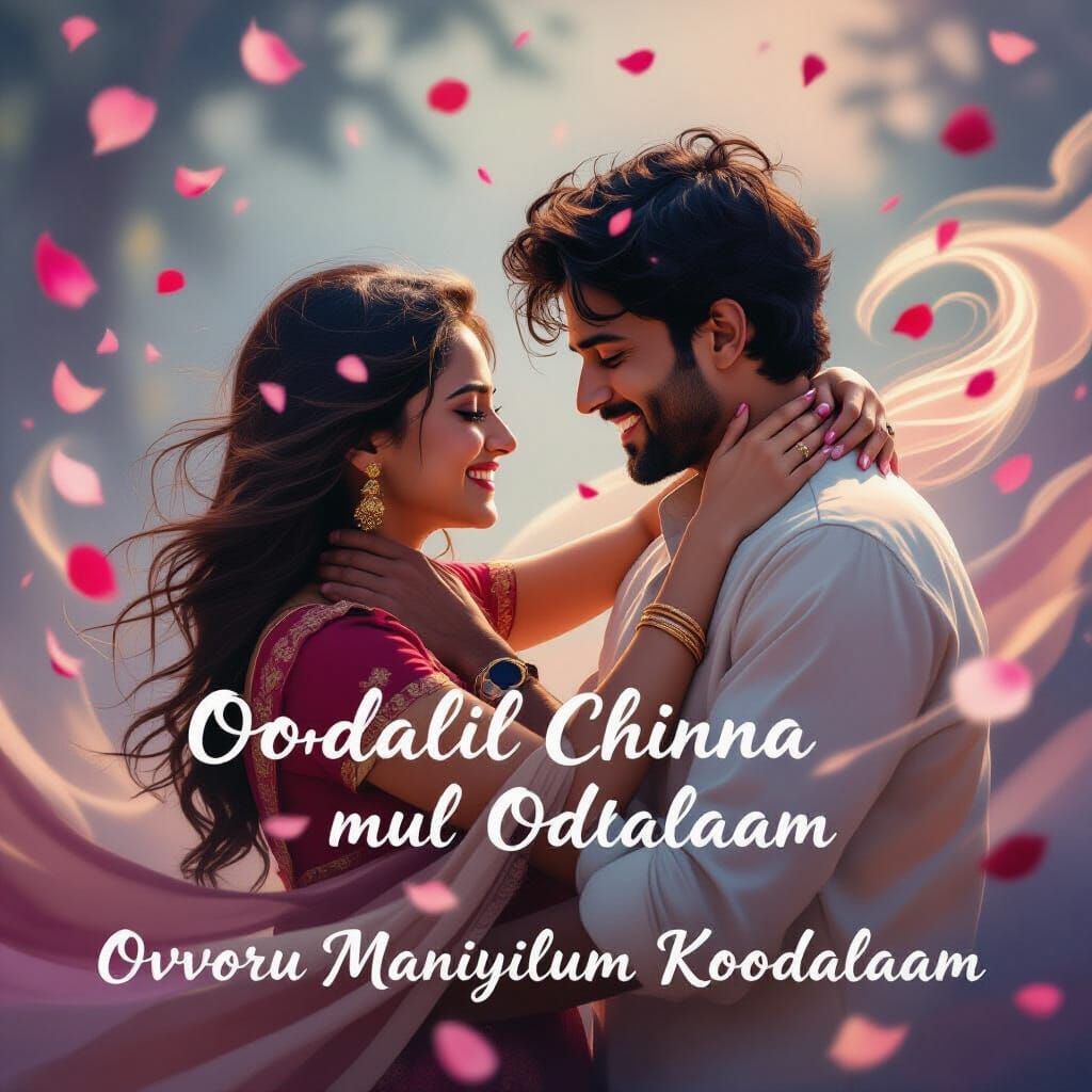 Romantic South Asian Couple in Poetic Cinematic Painting