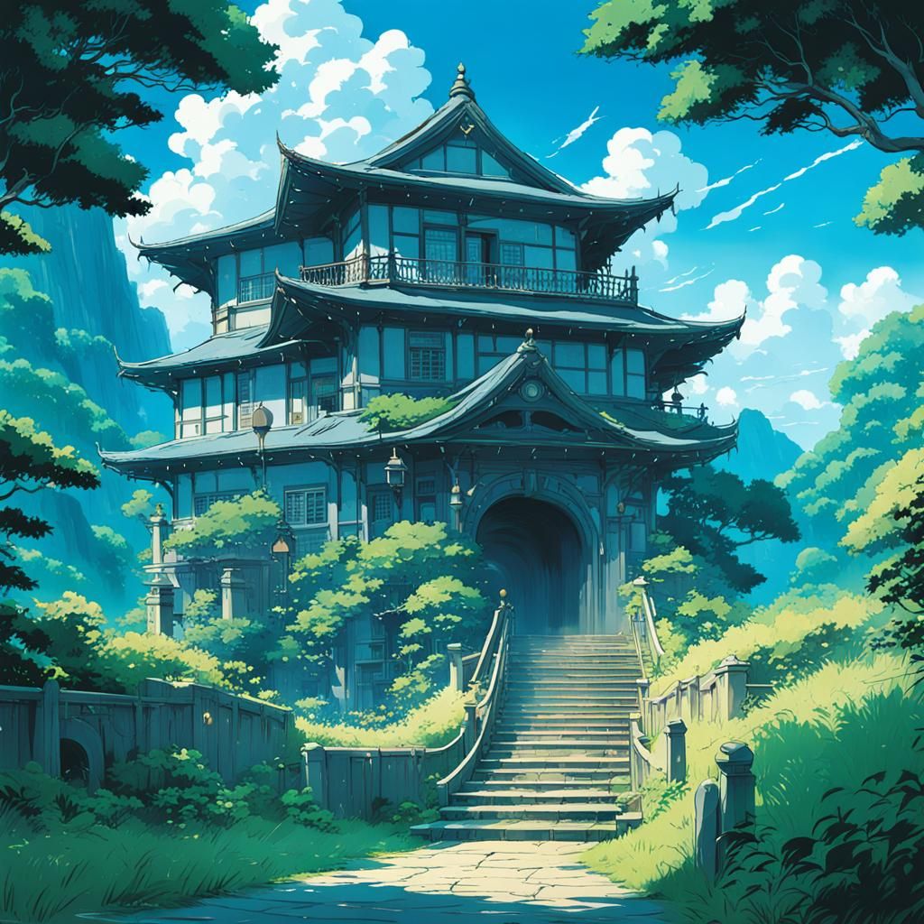 Anime Genie Key Visual in Ghibli Style