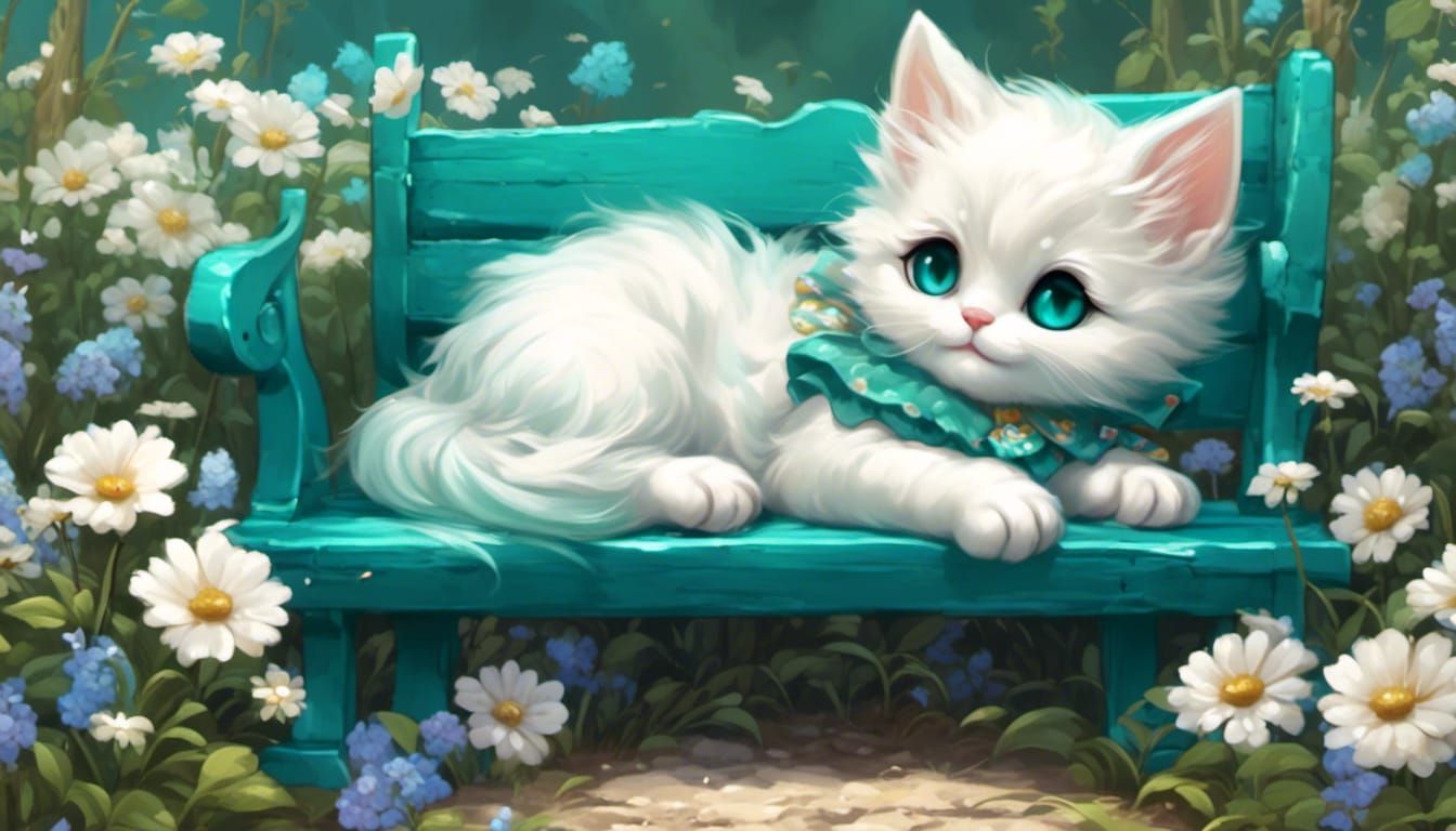 <lora:NC Hyperreal:1.0> soft adorable teal chibi kitten whit...