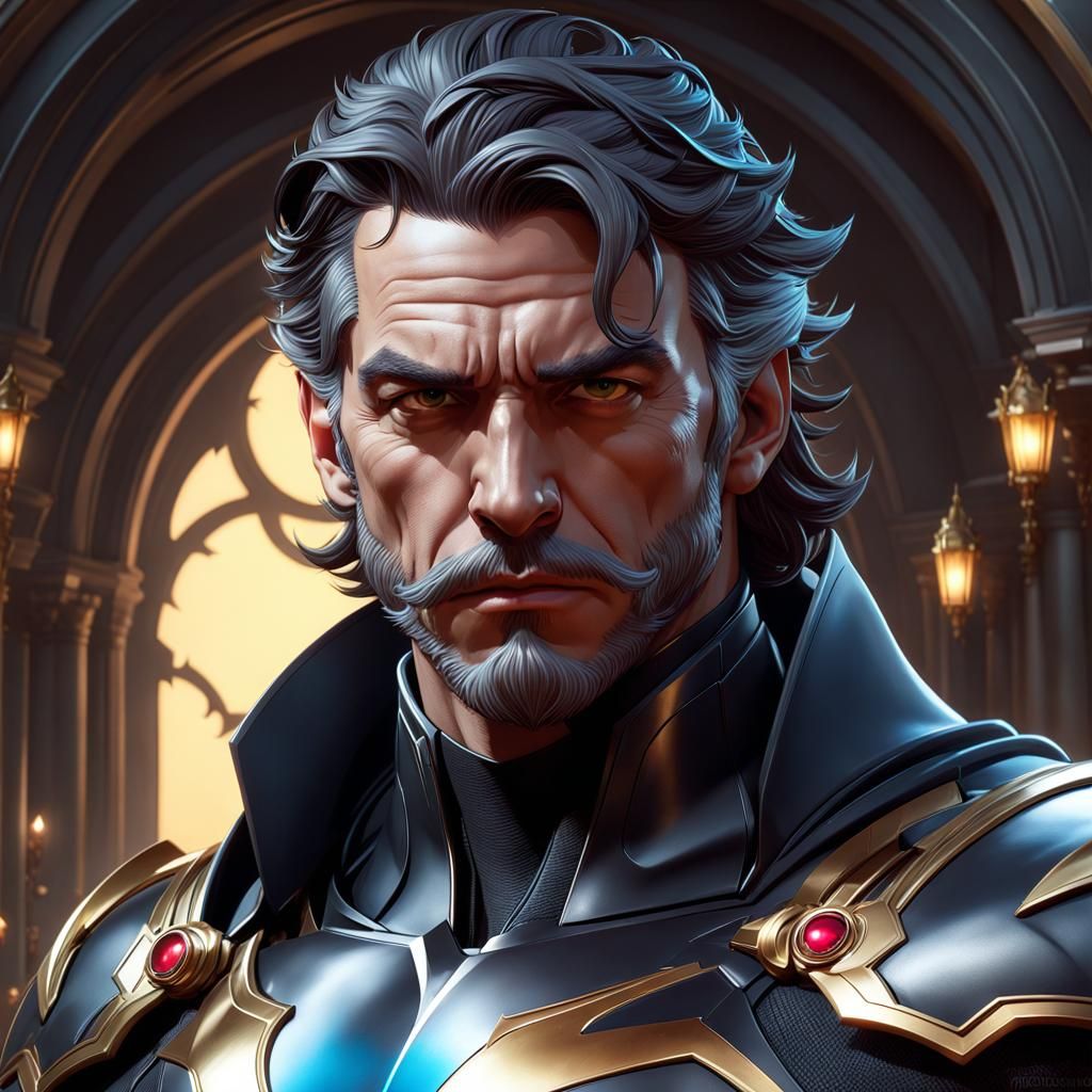 Batman Portrait in Hyperdetailed Art Nouveau Style