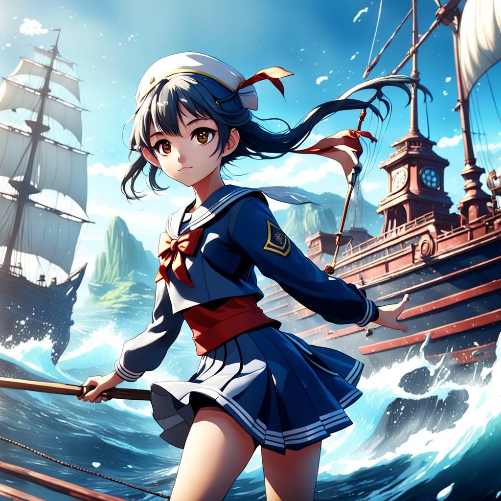 Anime Sailor in Detailed Matte Painting