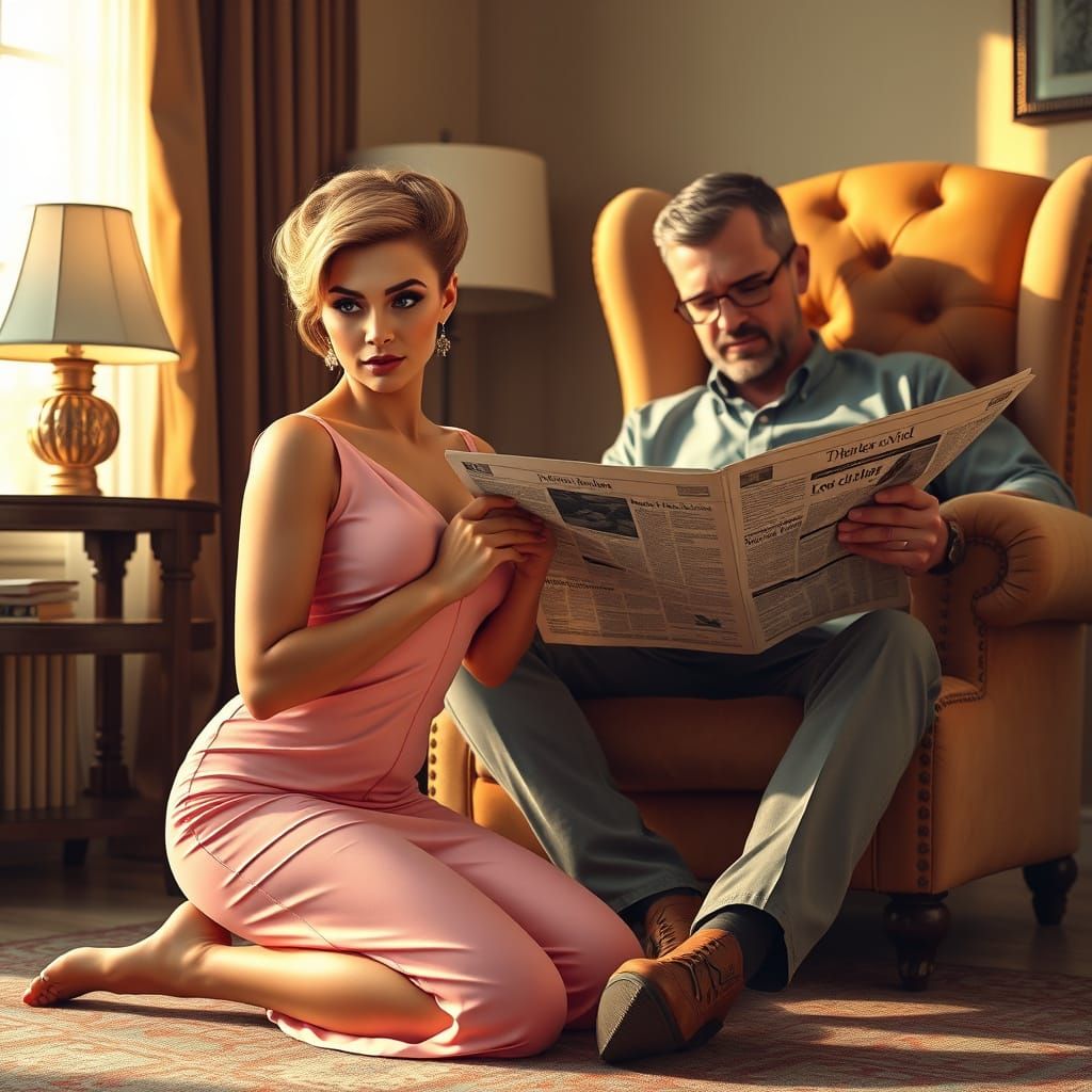 Elegant Housewife in Hyper-Realistic Art Style