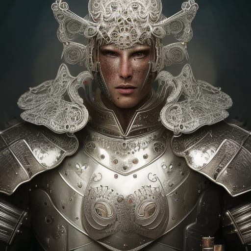 Retro 80s Knight in Filigree Armor