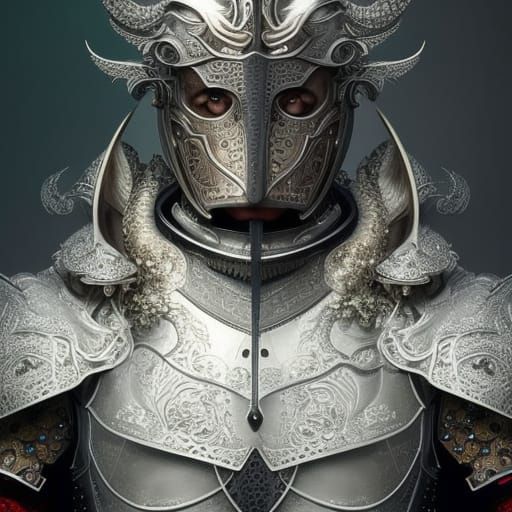 Majestic Knight in Filigree Armor: 80s Fantasy Portrait