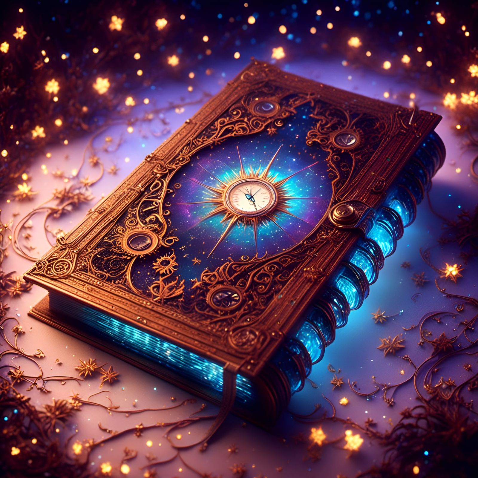 Steampunk Magical Book with Aurora Borealis Jewel