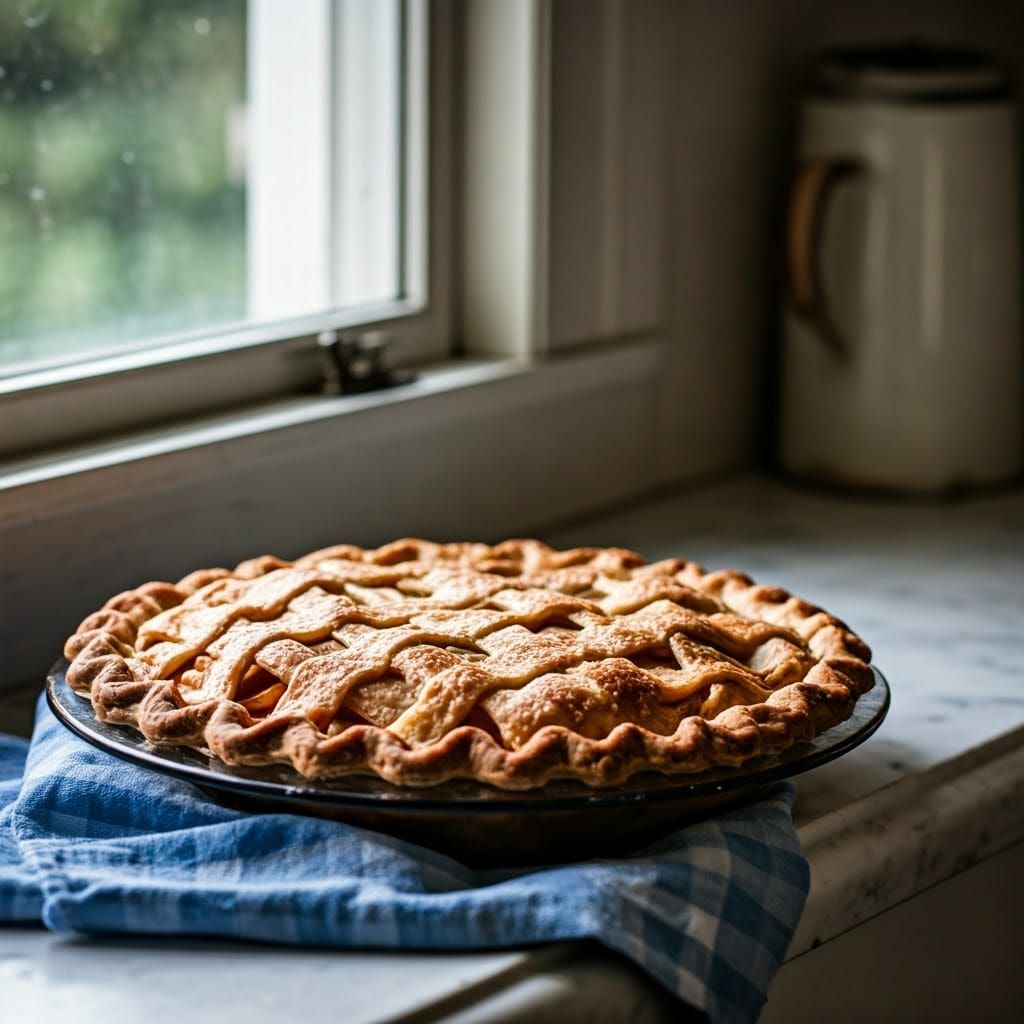 Farmhouse Kitchen Apple Pie in Golden Sunlight