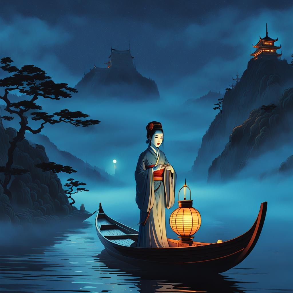 Chinese ghostly boat woman