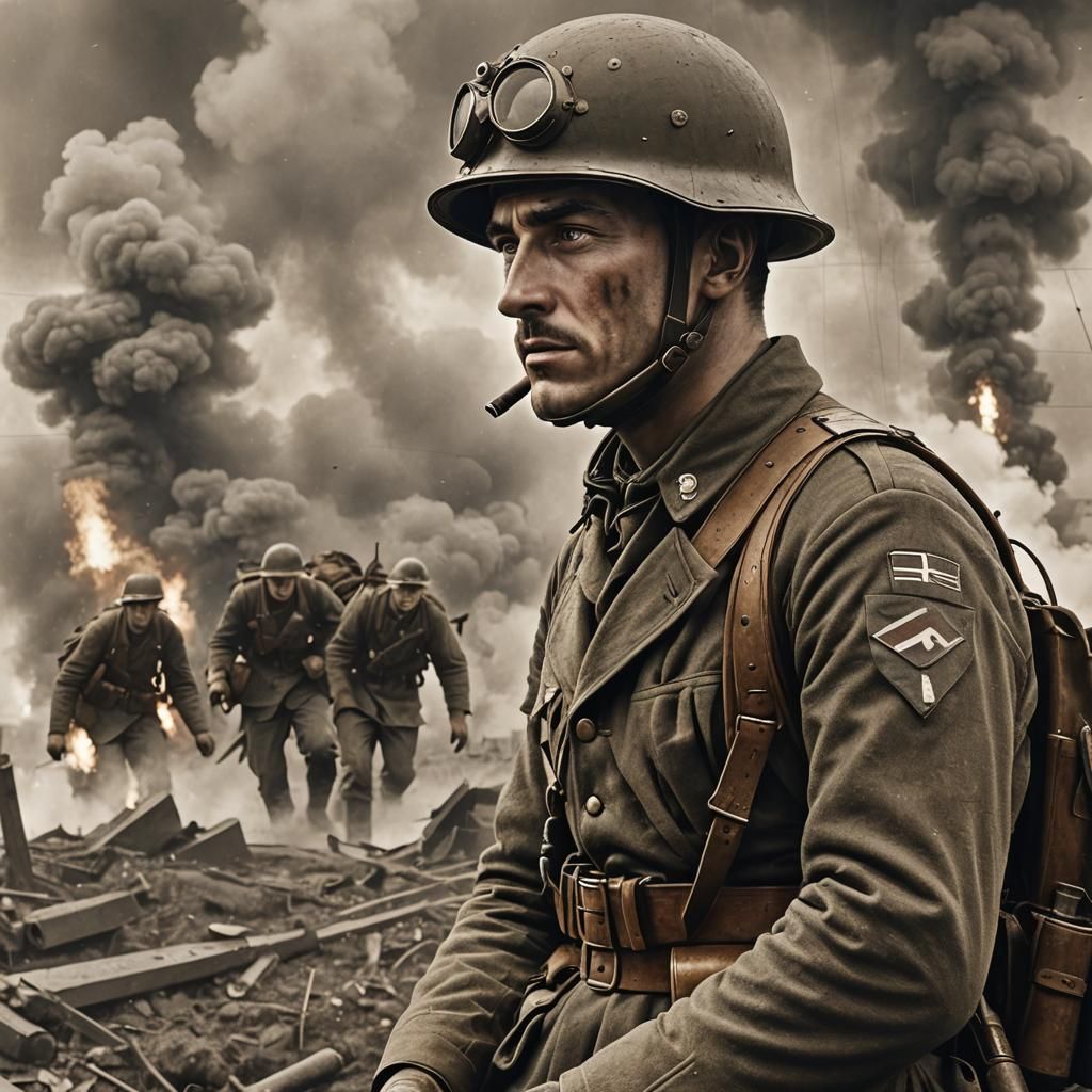 World War One Soldier in Dieselpunk Battlefield