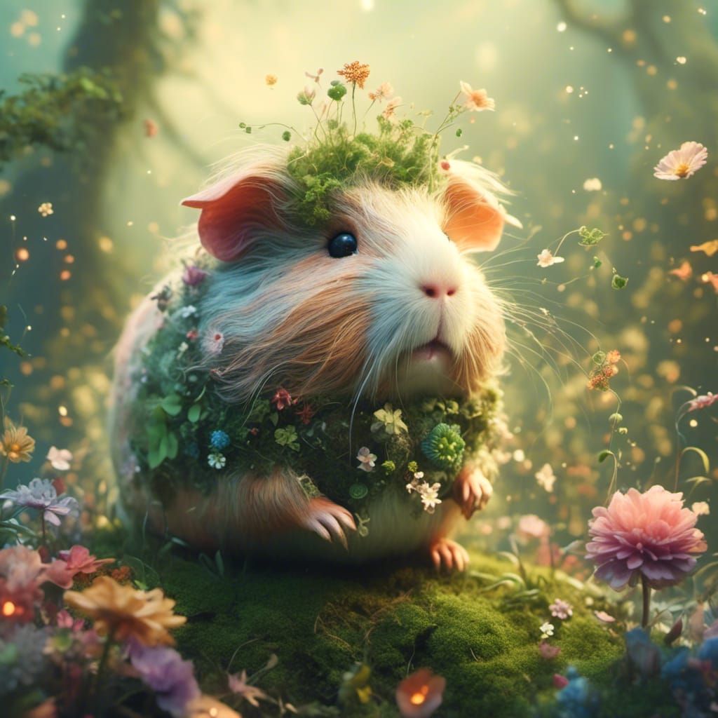Magical Plant Guinea Pig in Fantasy Forest