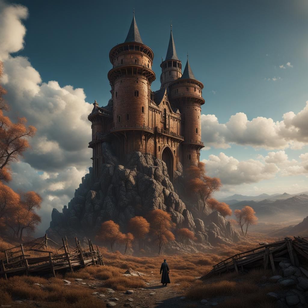 Gunslinger in Fairytale Landscape: Detailed Matte Painting