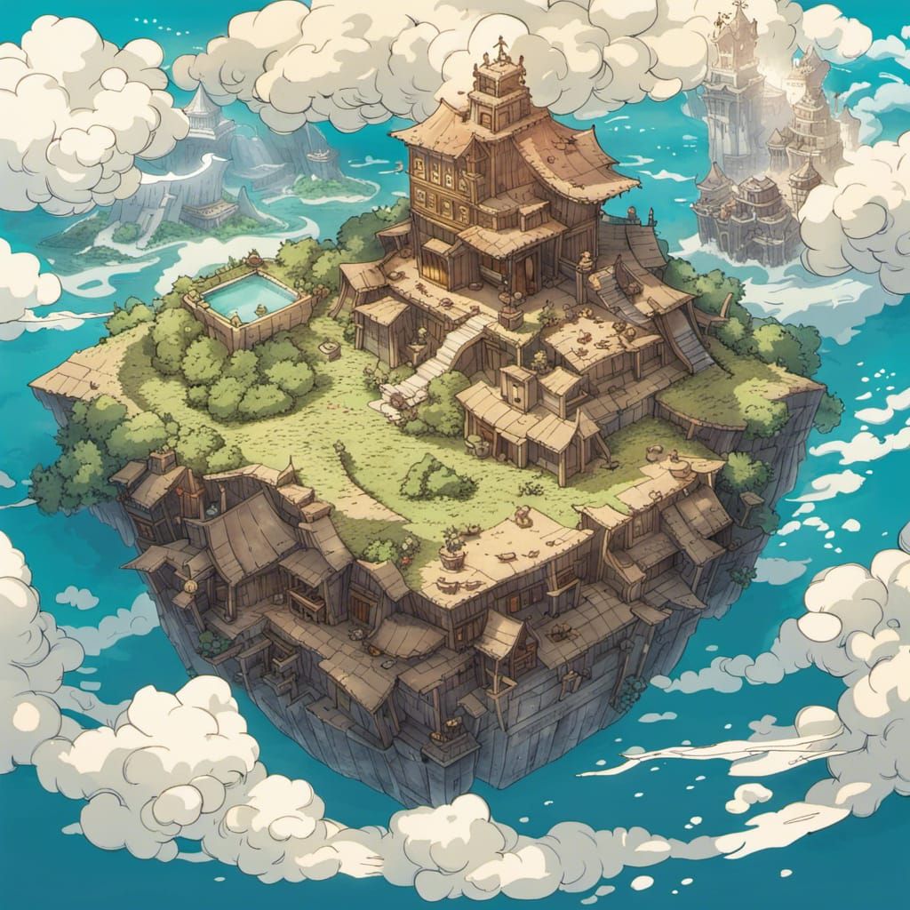 Fantasy Island Map in Anime Style