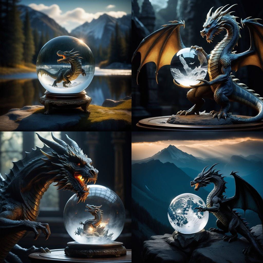 Majestic Dragon in Dark, Mystical Hues