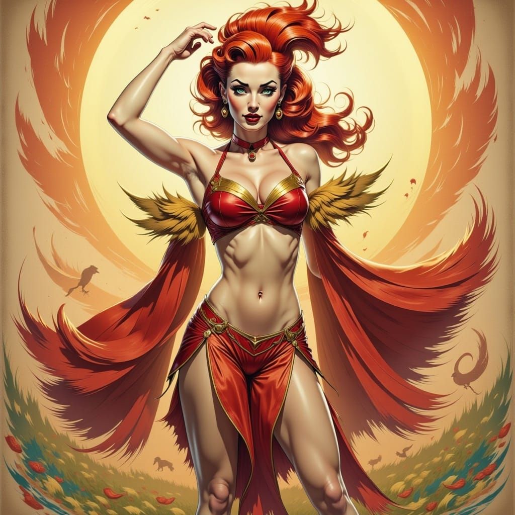 Rooster Warrior in Anime Style with Fiery Locks