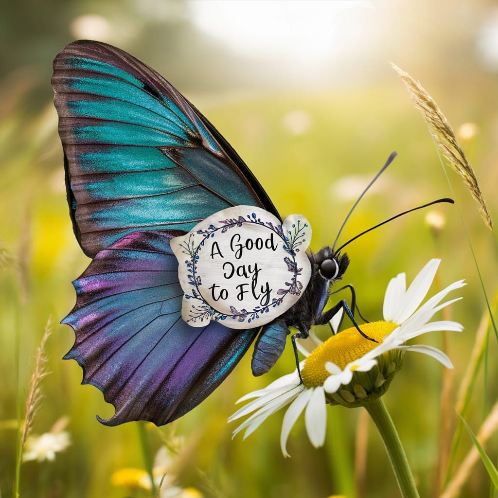 Butterfly With Sign Ready to Fly