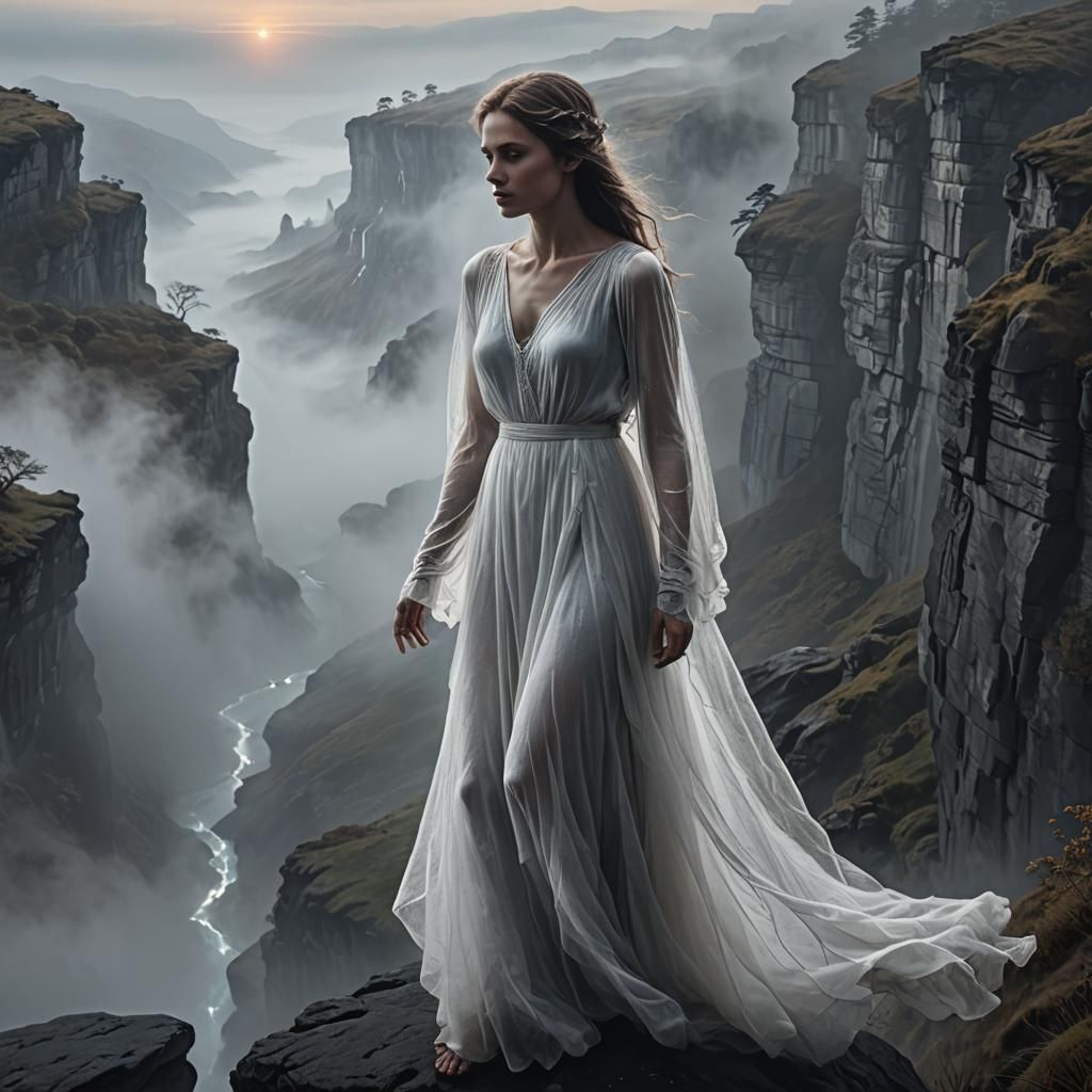 Ethereal Ghost at Cliff Edge in Digital Art