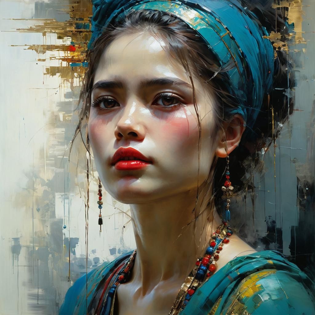 Emotional Portrait in Turkish Style, Oil on Canvas