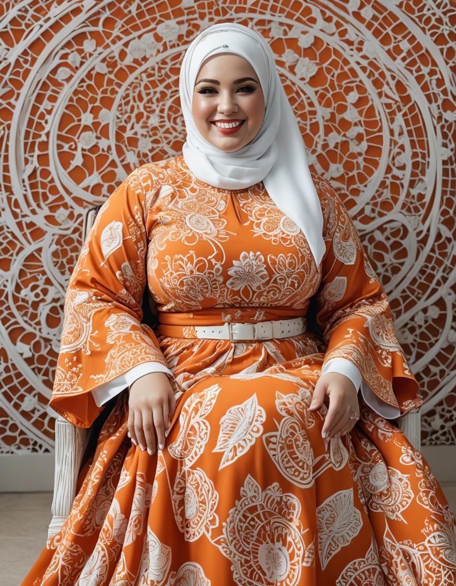 Curvy Woman in Orange Dress: Pop Art Portrait