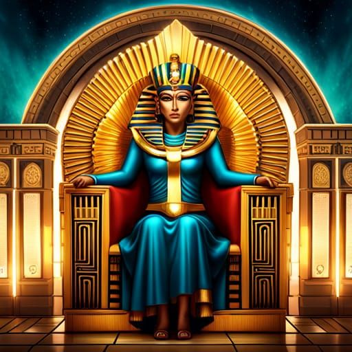 Detailed Egyptian Pharaoh on Ancient Throne