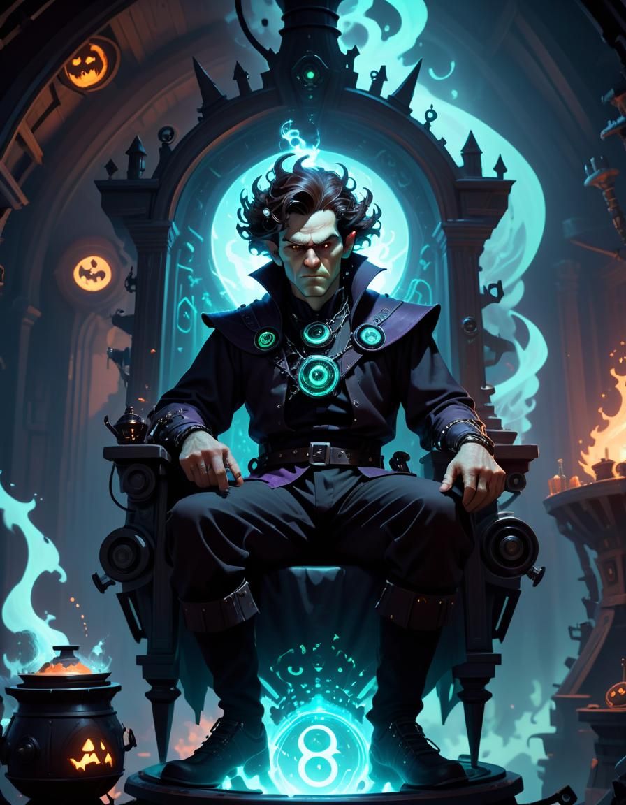 Angry Mechanical Wizard in Kuvshinov Style