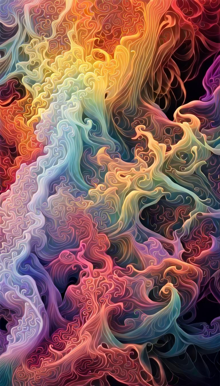 Iridescent Smoke Fractals in Volumetric Lighting