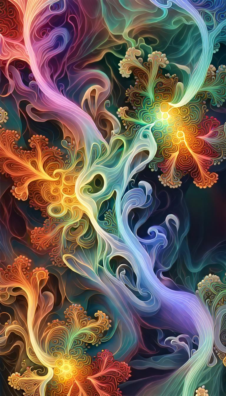 Iridescent Smoke Fractals in Volumetric Lighting