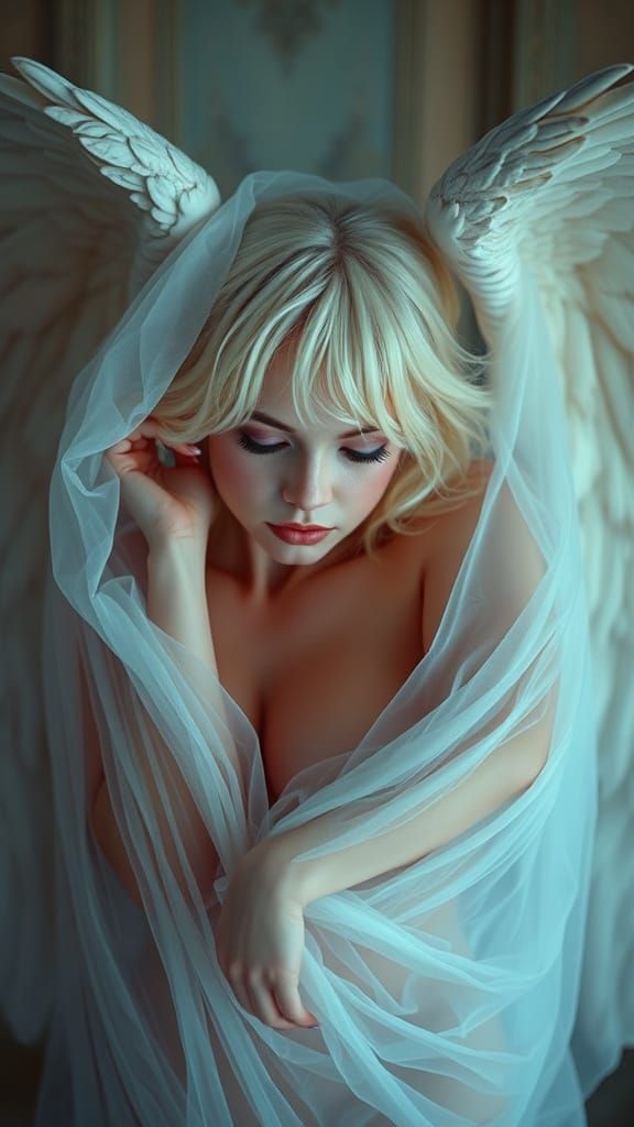 Provocative Angel Optical Illusion in Photorealistic Style