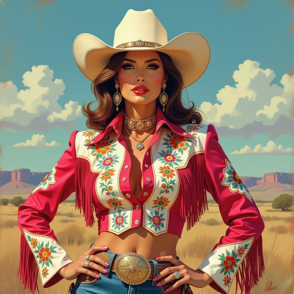 Seventies Fashion in Abstract Country Western Art