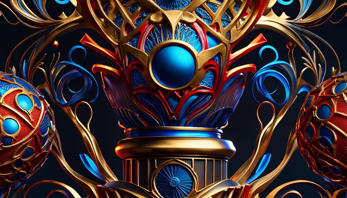 Detailed Photorealistic Vezina Trophy with Cosmic Background