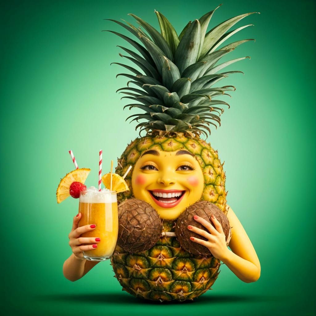 Vibrant Tropical Goddess in a Coconut Bra