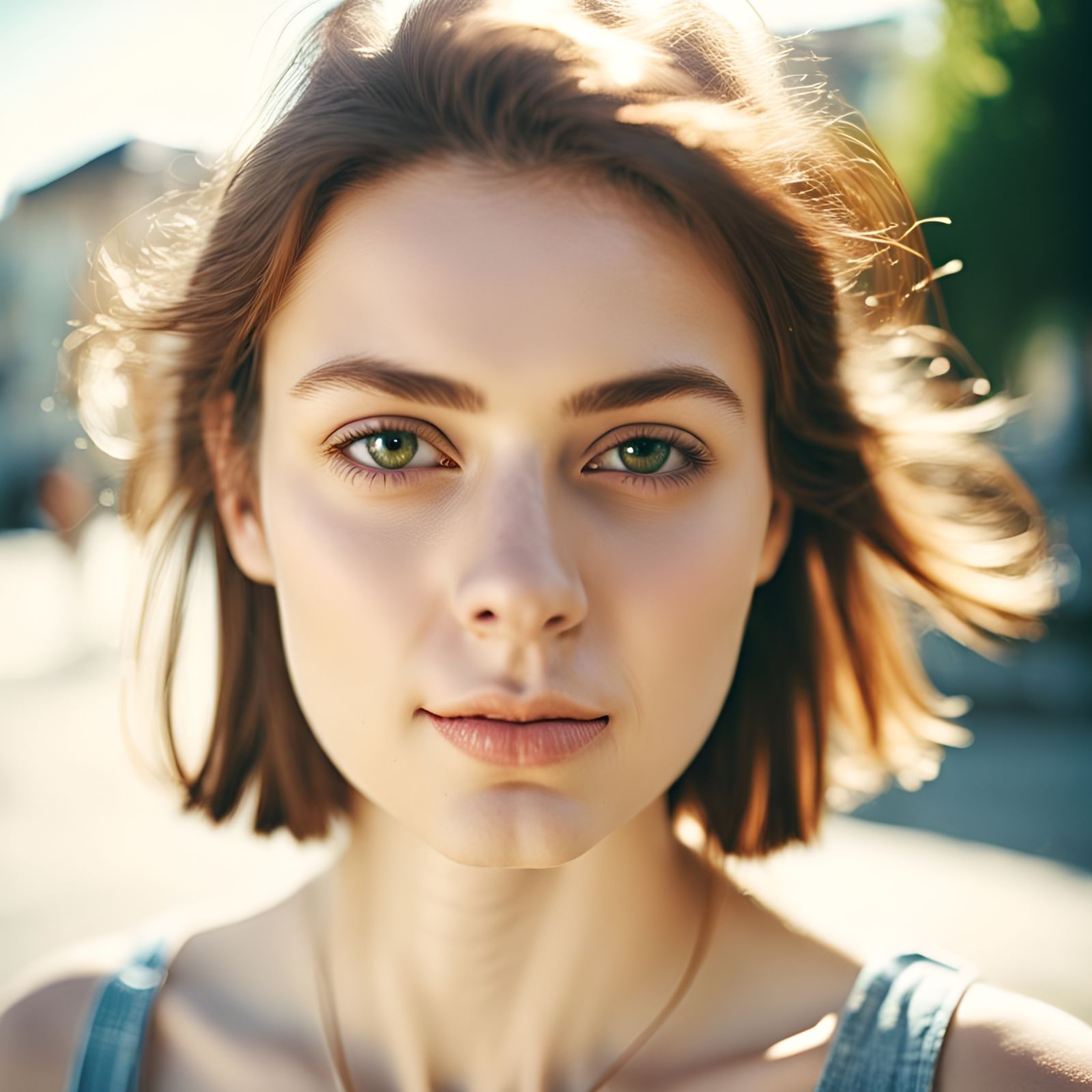 Stern Young Woman in Cinematic Kodak Style