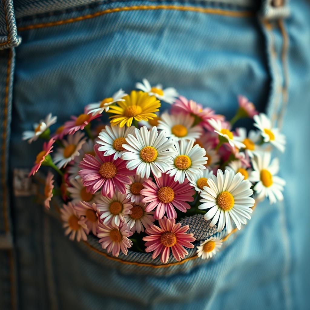 Daisies Overflowing Pocket in Whimsical Style