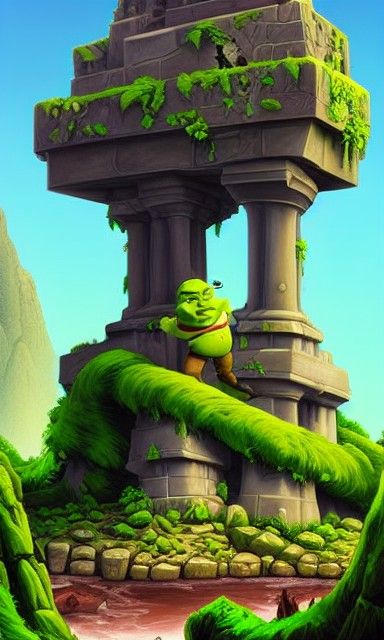 Shrek in Ancient Rome: Mythical Digital Art
