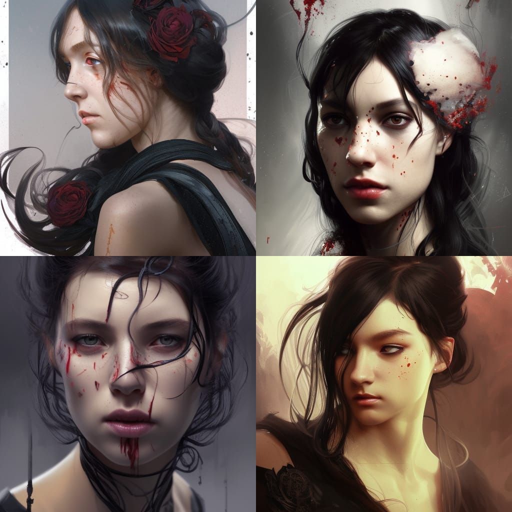 Girl with Snake Hair Portrait in Hyperdetailed Style