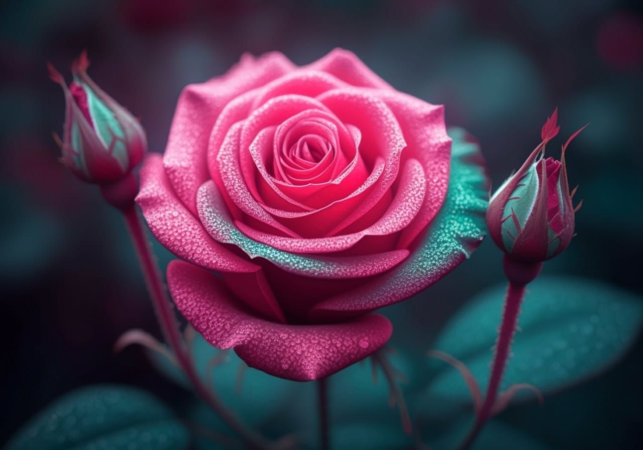 Romantic Enchanted Rose Blooms in Soft Twilight