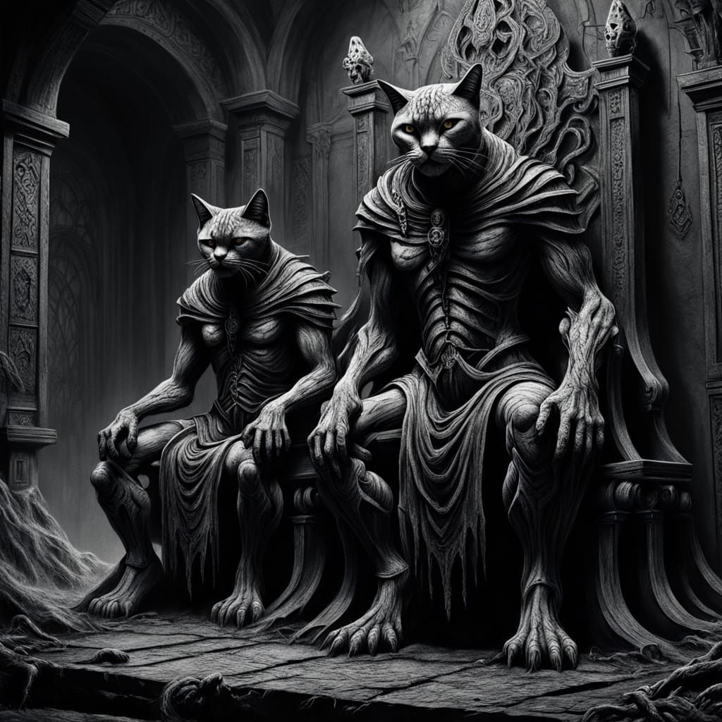 Eldritch Space Cats on Cyclopean Throne