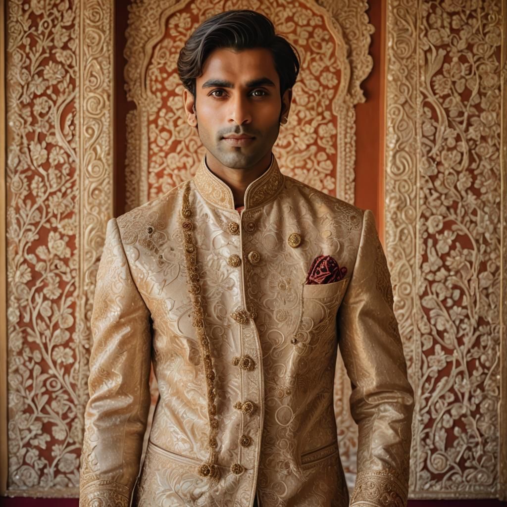 Indian Sherwani Portrait in Raghu Rai Style