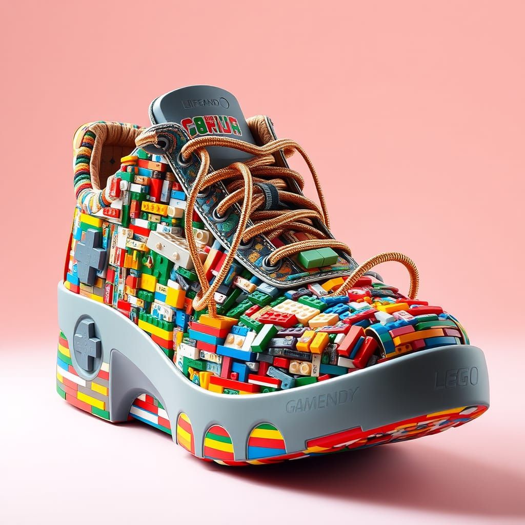 Whimsical Pop Art Shoe Made from Vintage Toys and Games