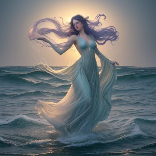 Dramatic Mannerist Seascape with a Dancer in the Mist