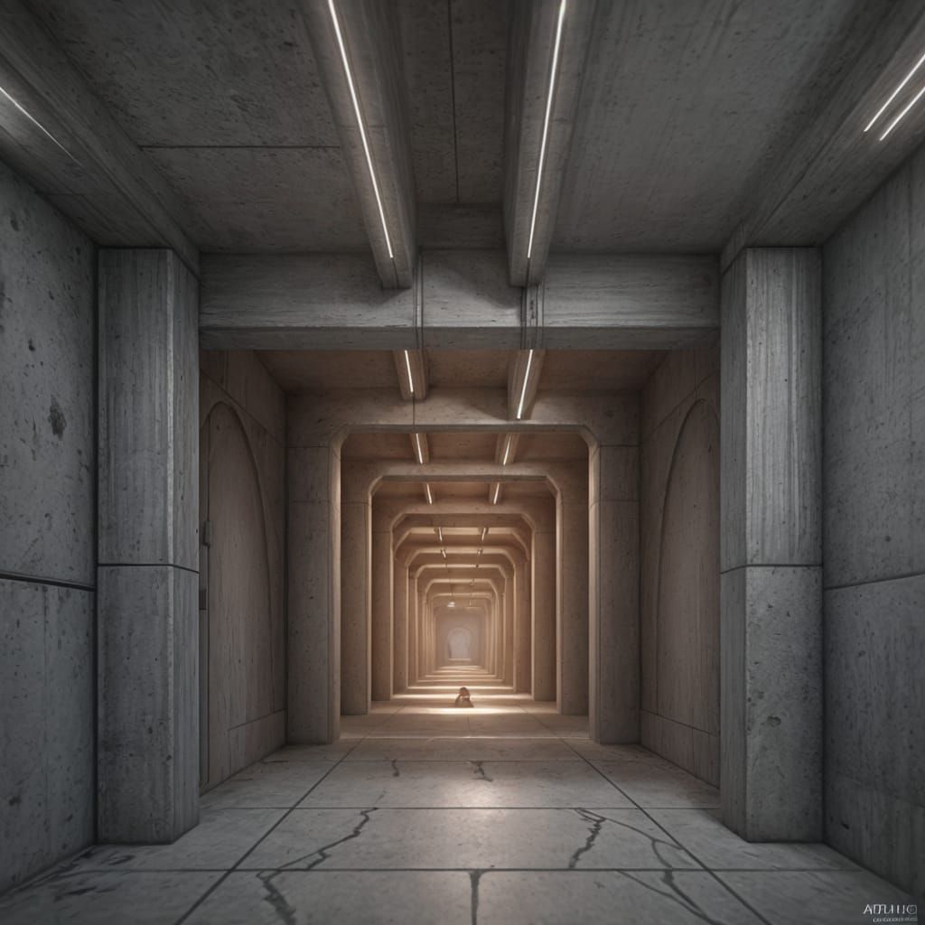 Smooth Concrete Tunnel in Detailed Matte Painting