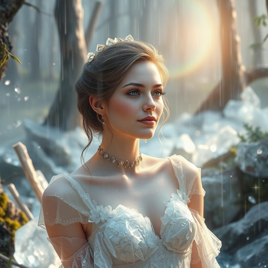 Crystalline Woman in a Crystal Forest