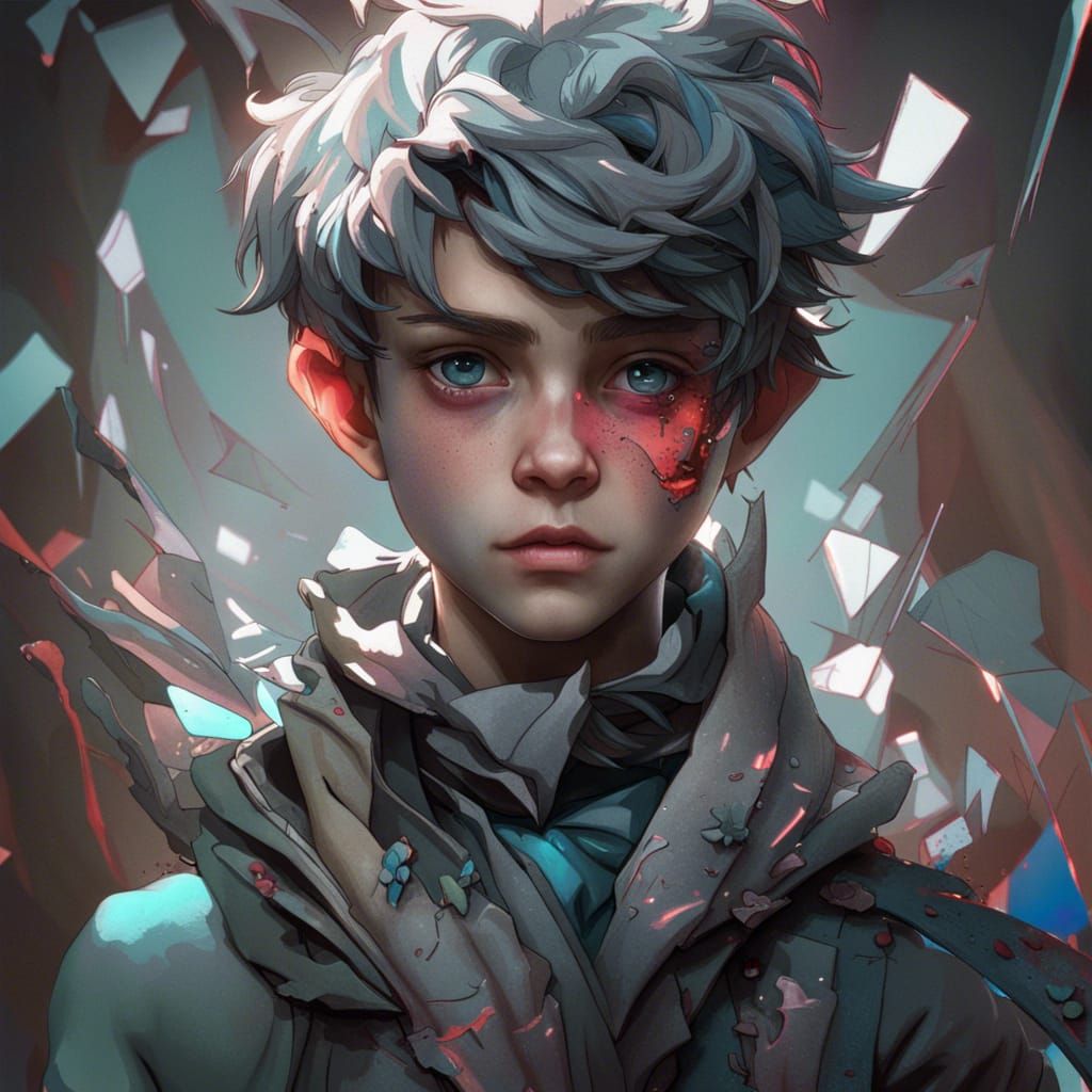 Broken Doll Boy Portrait in Hyperdetailed Style