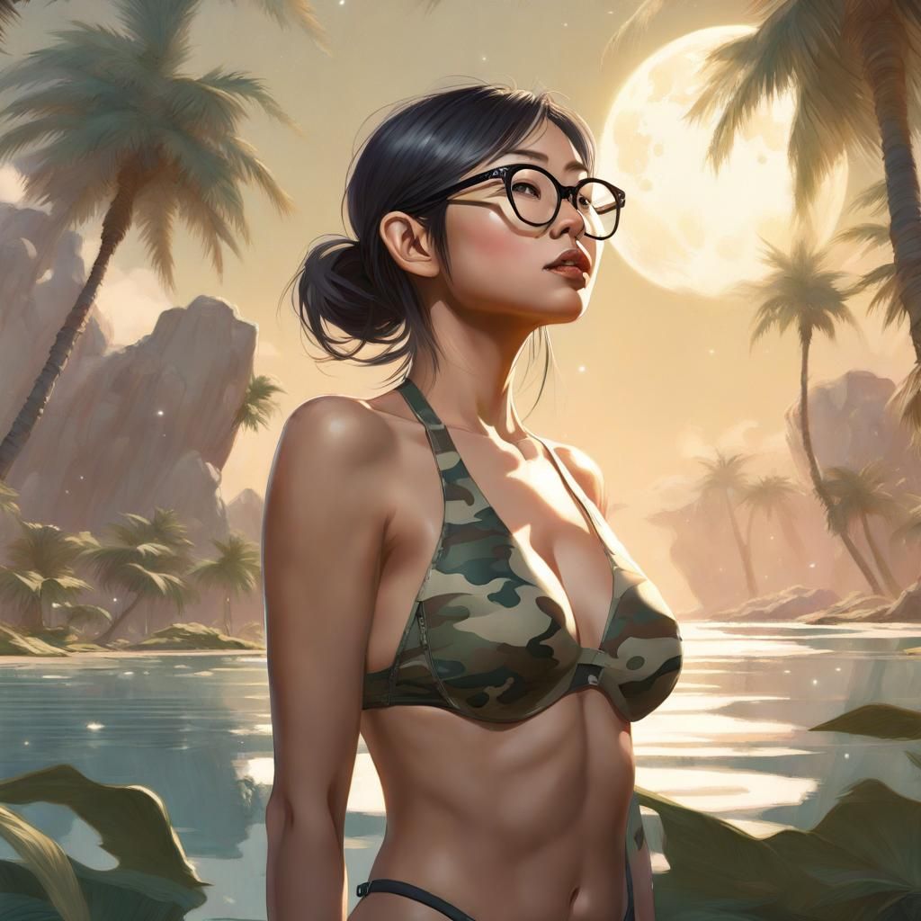 Oasis Camouflage Portrait in Hyperdetailed Style