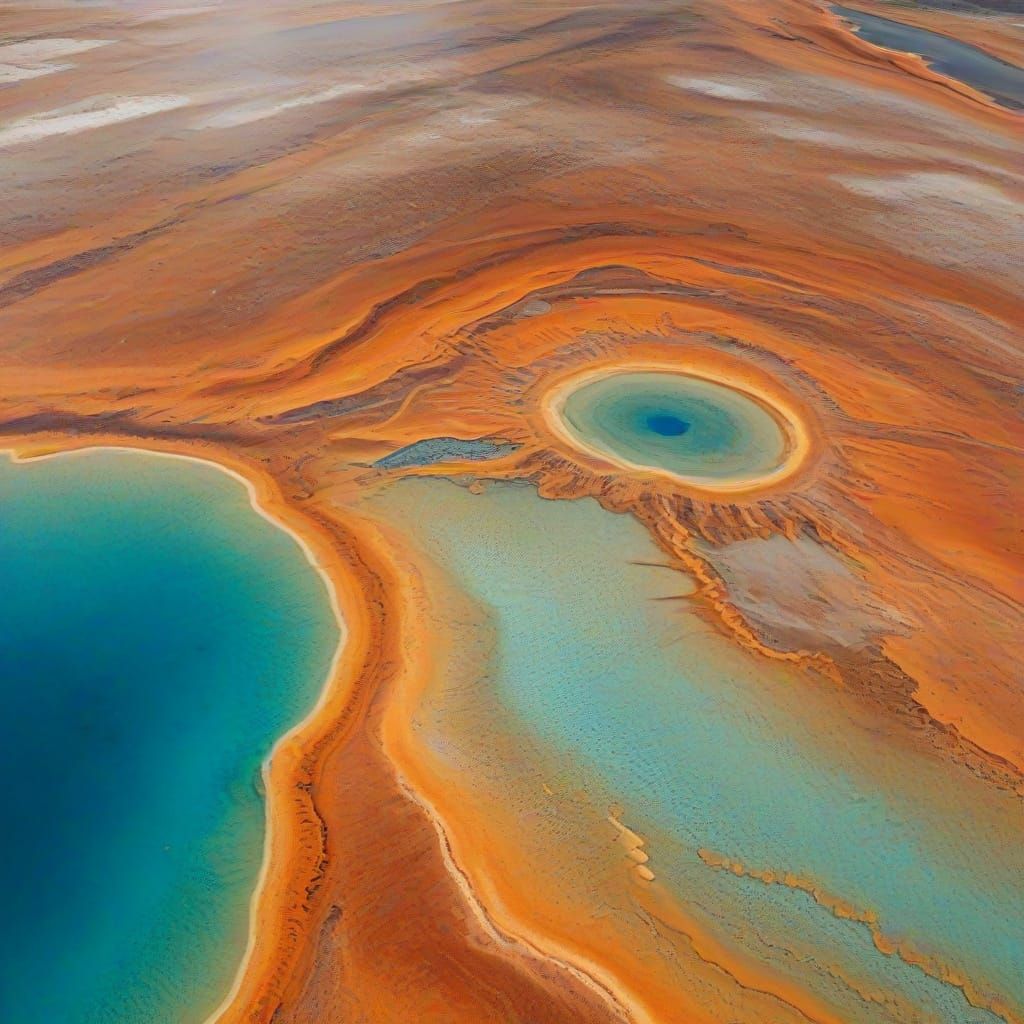 Grand Prismatic Spring from Above in Dazzling Sunlight