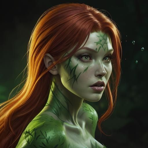 Hyperrealistic Poison Ivy in Splash Art Style